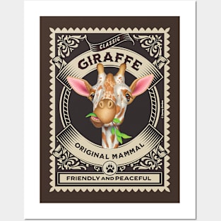 Classic giraffe friendly and peaceful with circle design Posters and Art